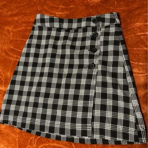 Plaid Mini Skirt w/ Buttons